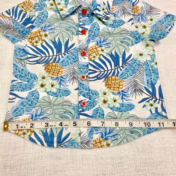 Boys Hawaiian Floral Button Down Shirt 12-18 Months Mud Kingdom Short Sleeve - Picture 1 of 8